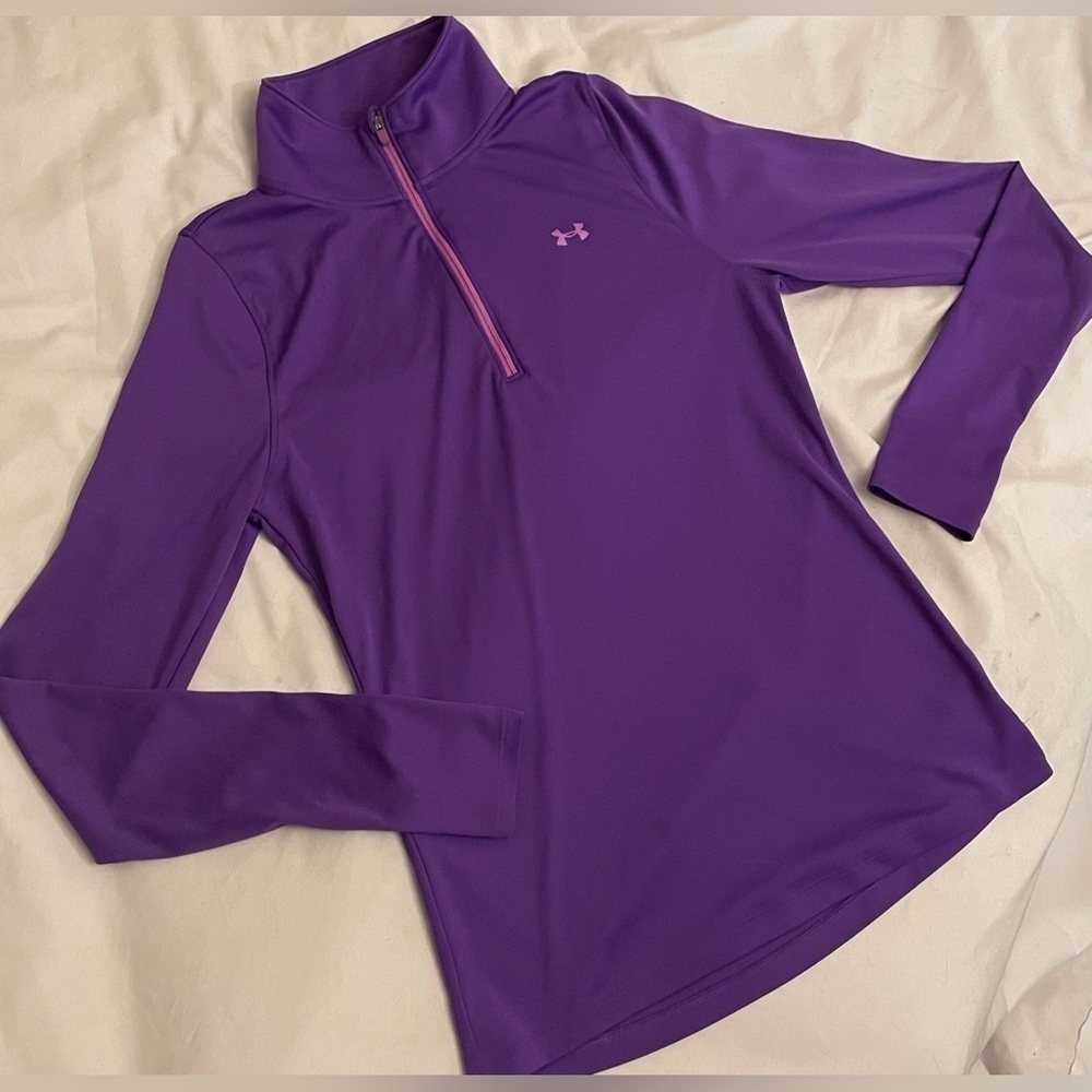 Under Armour Purple Semi-Fitted Heat Gear 3/4 Zip Pullover Size Small - Picture 2 of 5